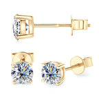 Solid 10K Gold Stud Earrings D Color Moissanite Piercing Earrings 2ct Certified