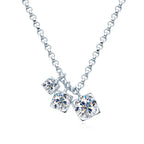 D0.90CT 3 Stones Pendant Necklace 925 Sterling Silver