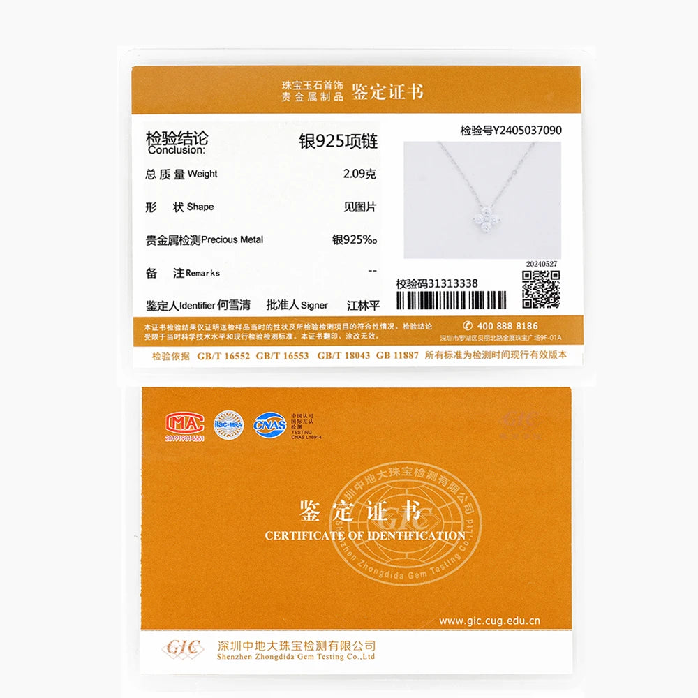 Lnngy Moissanite Four-leaf Flower Pendant Necklace Niche