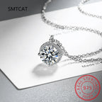 Moissanite Diamond Classic Round Pendant Necklace for Sterling