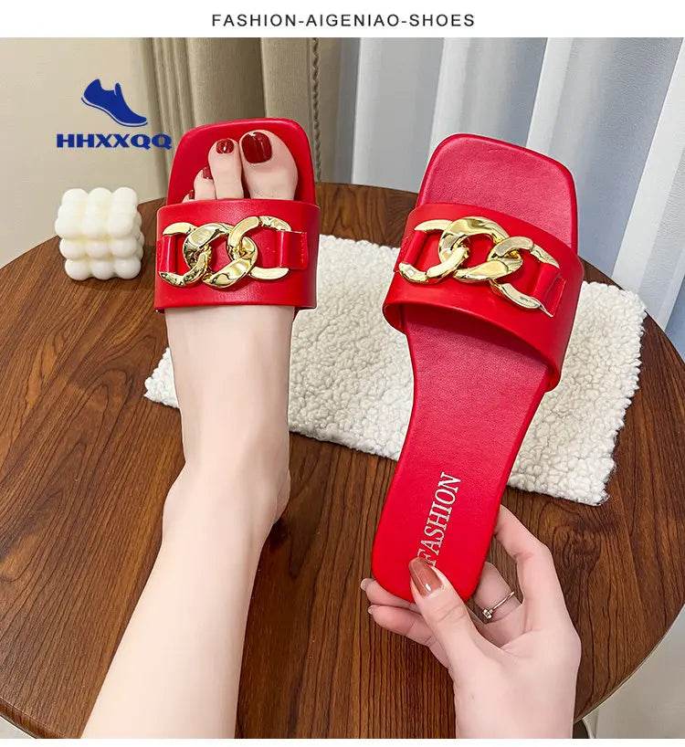 2023 New Summer Women's Slippers Roman Fashion Designer Flat Sandals Latex Soft Sole Shoes Female Breathable Beach Flip-flops - Imbasat