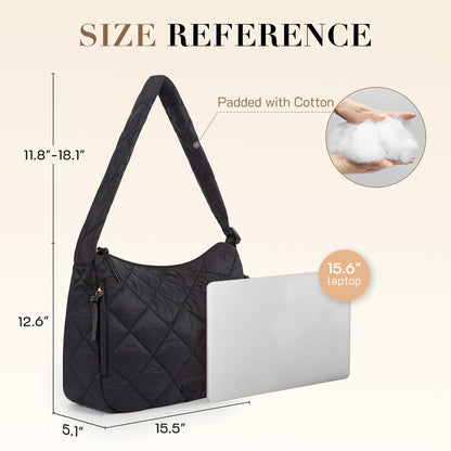 Missnine Quilted Puffer Bag for Women with Adjustable Strap Puffy Tote Shoulder Bag Large Carryall Crossbody Purse Hobo Bags