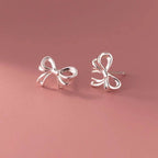 INZATT Real 925 Sterling Silver Hollow Bow Stud Earrings For Women Party Trendy Fine Jewelry Minimalist Accessories - Imbasat