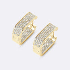 925 Silver Square Hoop Earrings Full Round Cut Moissanite Diamond Earrings