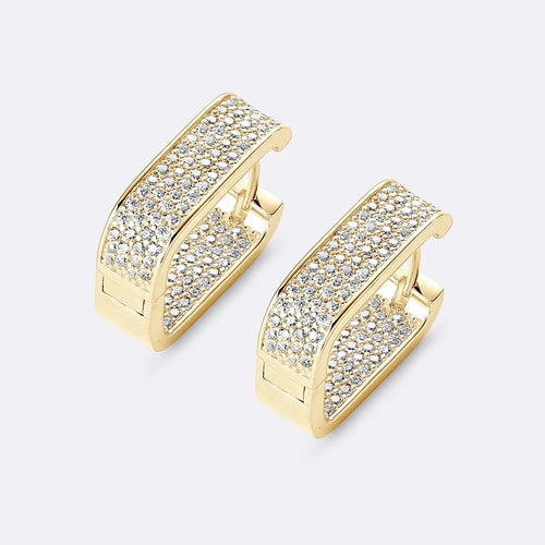 925 Silver Square Hoop Earrings Full Round Cut Moissanite Diamond Earrings