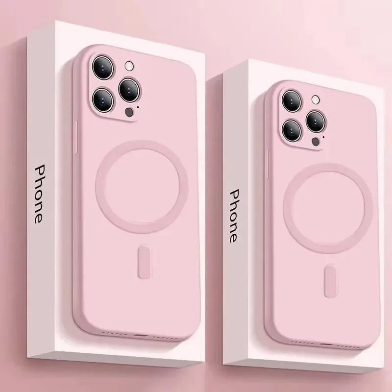 Liquid Silicone iPhone Case Magsafe Magnetic Soft Cover