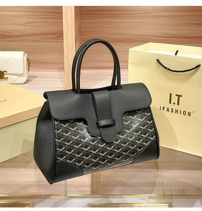 Luxury Brand Dogtooth Saigon High-end Sense Large Capacity Tote Handbag Commuting Vintage Flower Fashion Versatile Shoulder Bag