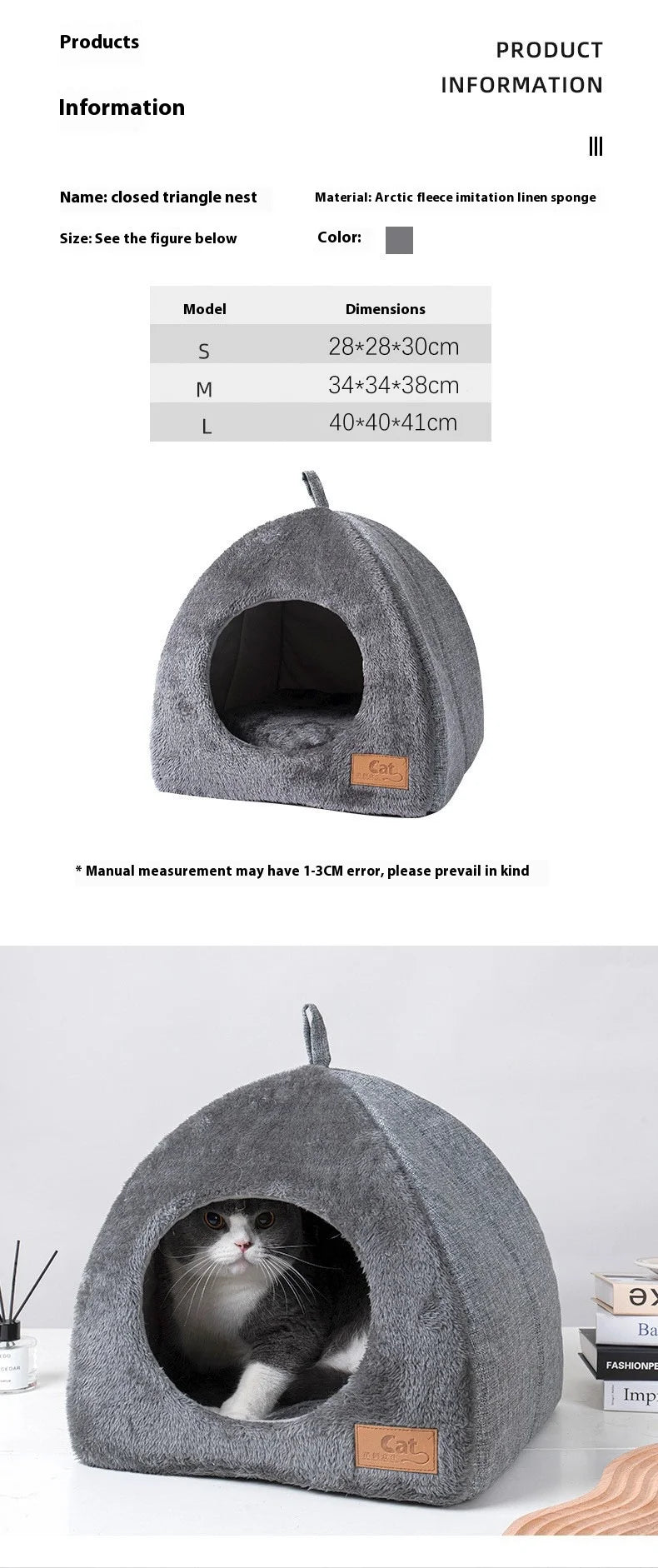 Triangle Cat Nest Closed Cat House Pet Nest Warm and Thickened