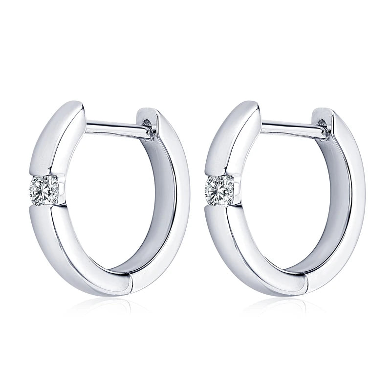 Moissanite Mini Hoops Earrings 925 Sterling Silver