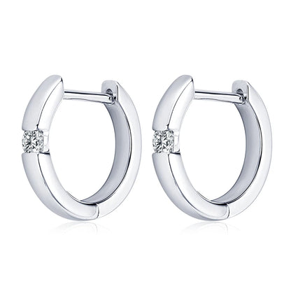 Real Moissanite Mini Hoops Earrings 925 Sterling Silver for Women Men D Color 2.5mm Simple Single Diamond Earrings Fine Jewelry