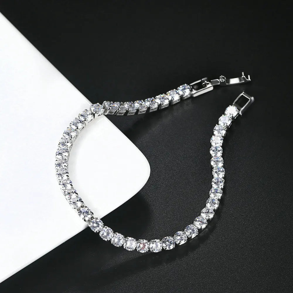Anziw 3mm D Color VVS1 Moissanite Bracelet 925 Silver