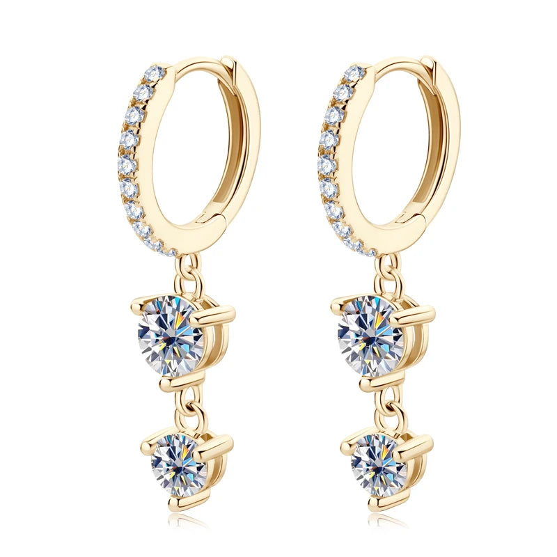 Anziw 4mm 5mm Round Moissanite Long Tassel Earrings 925 Sterling