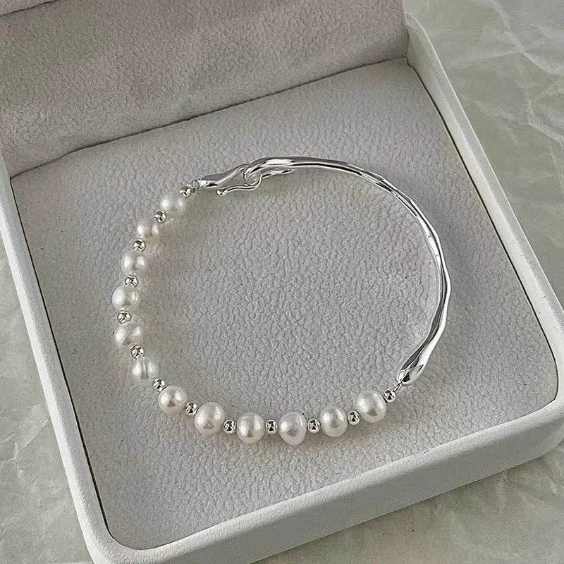 925 Sterling Silver Bracelet Partial Pearls Knots Bracelets for Women Fashion Luxury Design Bead Charm Bracelet Party Jewelry - Imbasat
