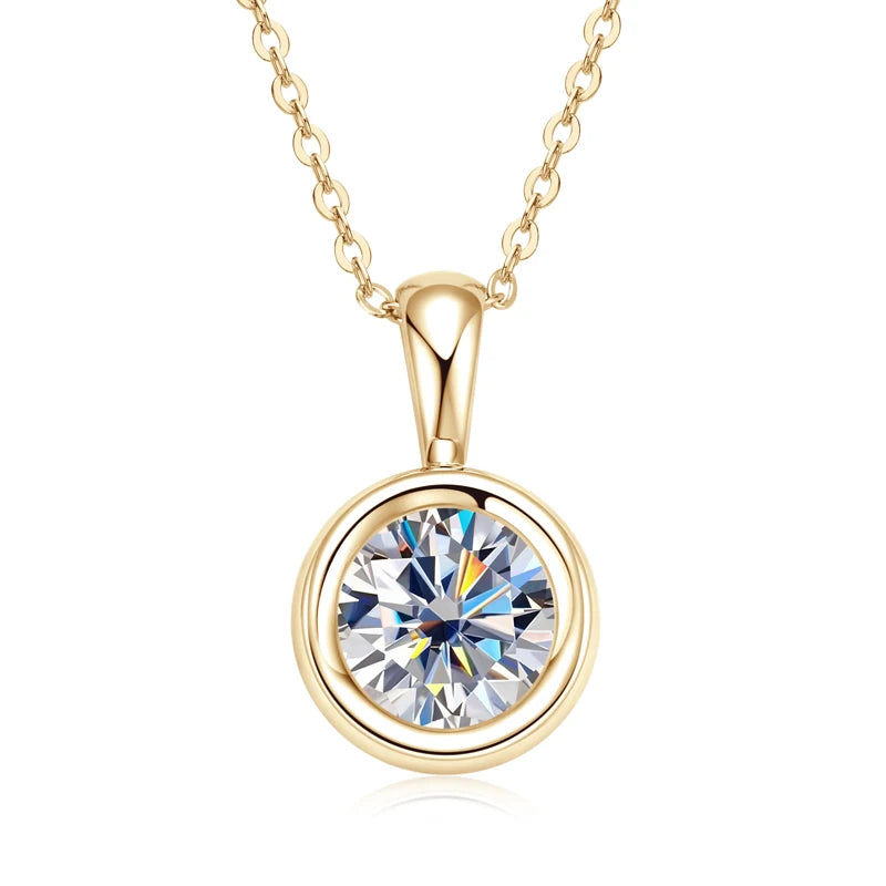 Anziw 8MM 2.0CT D Color Round Moissanite Bubble Pendant Necklace Solid Silver 925 Sterling