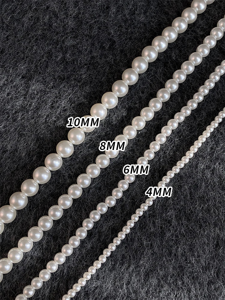 Girl’s Imitation White Pearl Magnetic Round Buckle Beadeds Chain Necklace 2024 New Collarbone Chain Elegant Jewelry for Women