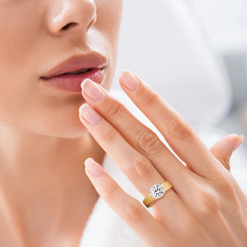 Anziw 18k Gold Plated 925 Sliver 2ct 8mm Moissanite