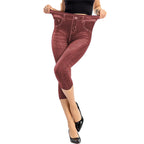 High Waist Skinny Jeans Knee Length Denim Capri Pants