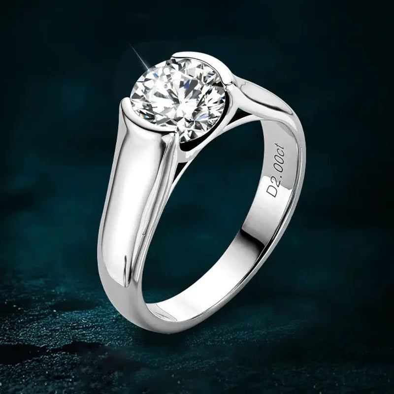 Anziw Real 925 Silver 2 Carat Moissanite Solitaire