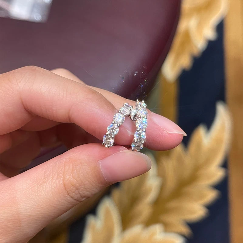 Anziw 14k Gold Plated Hoop Earrings 3.5mm D Color 925 Sterling Silver Moissanite