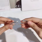 Anziw Solid Bangle Real 925 Silver 5mm 1ctw. D Color Bezel Round Moissanite Bracelet