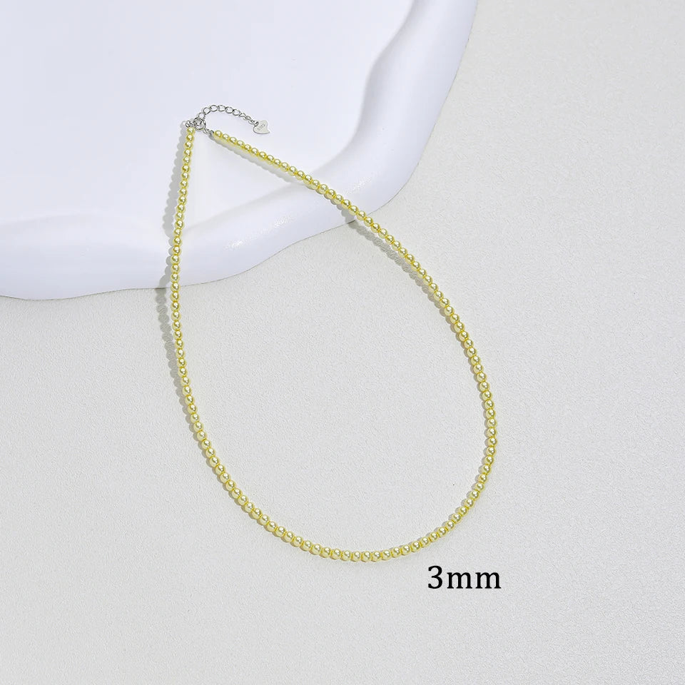 925 Sterling Silver 6mm Pearl Necklace Bead
