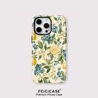 Flower Leaves Lemon iPhone Case Acrylic TPU Magnetic Shockproof