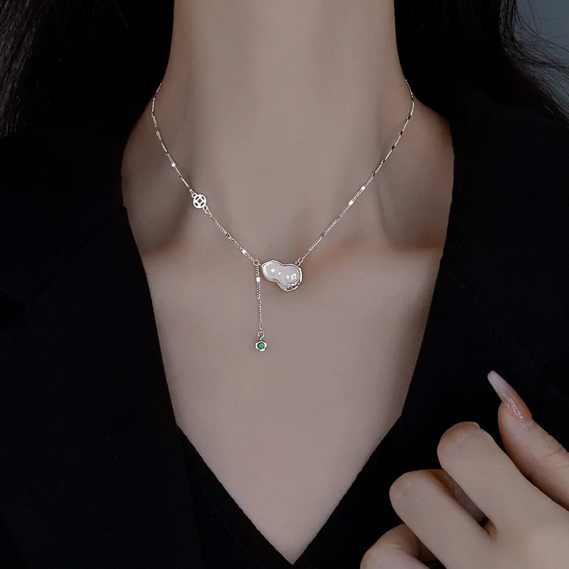 925 Silver Pearl Simple Elegant Thin Chain Pendant Necklace