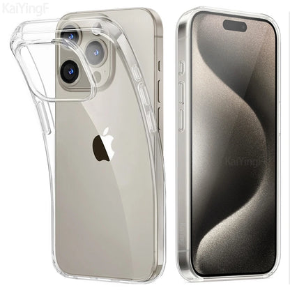 Luxury Transparent Case For iPhone 16 15 11 12 13 14 Pro Max Soft TPU Silicone For iPhone XR XS Max 8 Plus Back Cover Clear Case