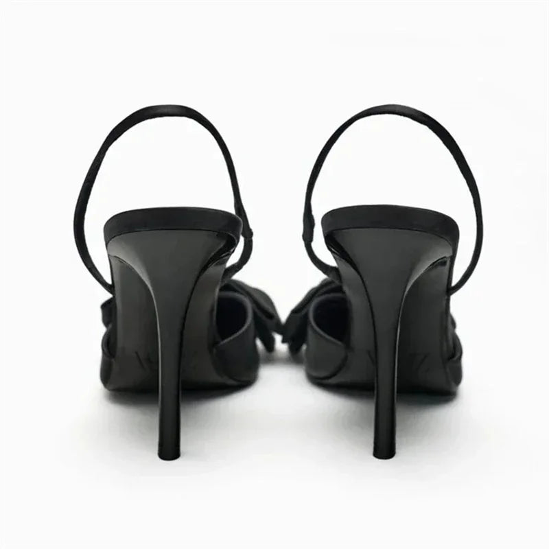 Thin Heels Bowknot Design Pointed Toe Slingbacks