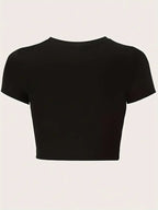 Cropped I Love My Husband Print Crew Neck T-shirt Y2K Short Sleeve Crop