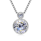 925 Sterling Silver Necklace D2.10CT 8mm&3mm Bezel Setting Round Cut Moissanite