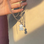 Vintage Zircon Flower Pearl Necklace