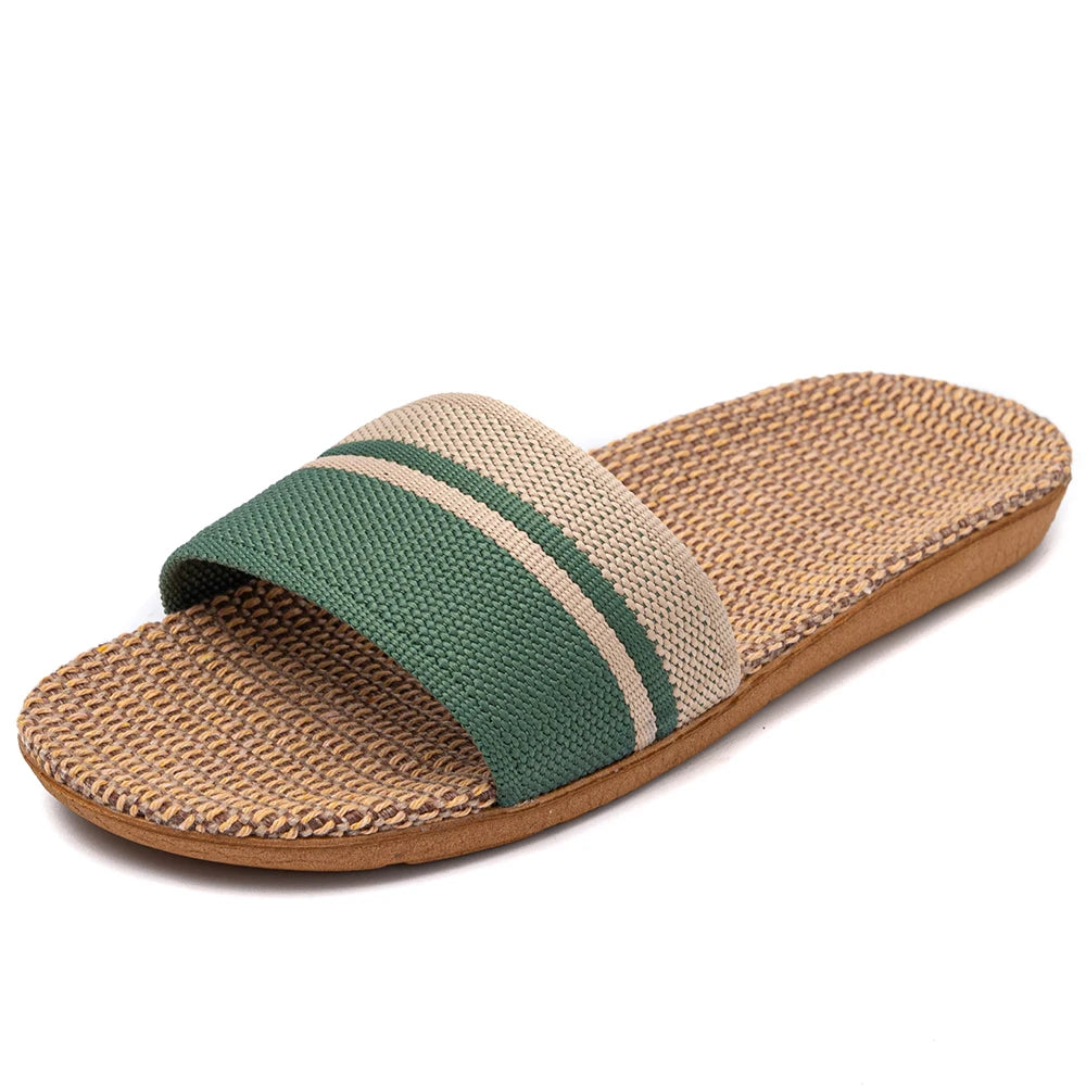 36-45  Flat Sandals Beach Slippers Summer Home Linen Lightweight Eva Non-Slip Slides For Men Women Indoor Outdoor Flip Flops