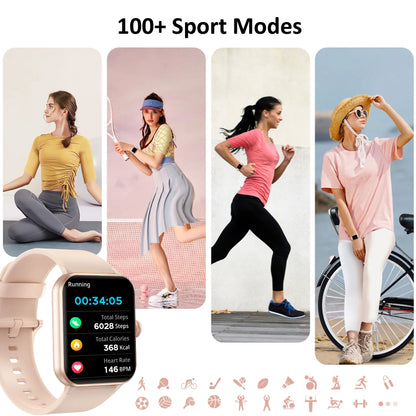 IOWODO Smart Watch for Women 1.85” Full Touch HD Smartwatch Bluetooth Calling Fitness Tracking Watch with Voice Assistant