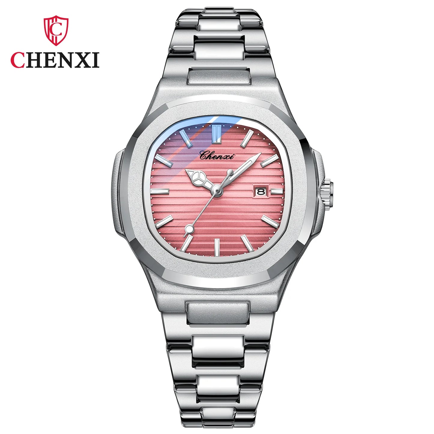 CHENXI 8222 New Ladies Watches Women Fashion Elegant Silver Stainless Steel Party Quartz Wristwatch Watch Gift Relogio Feminino