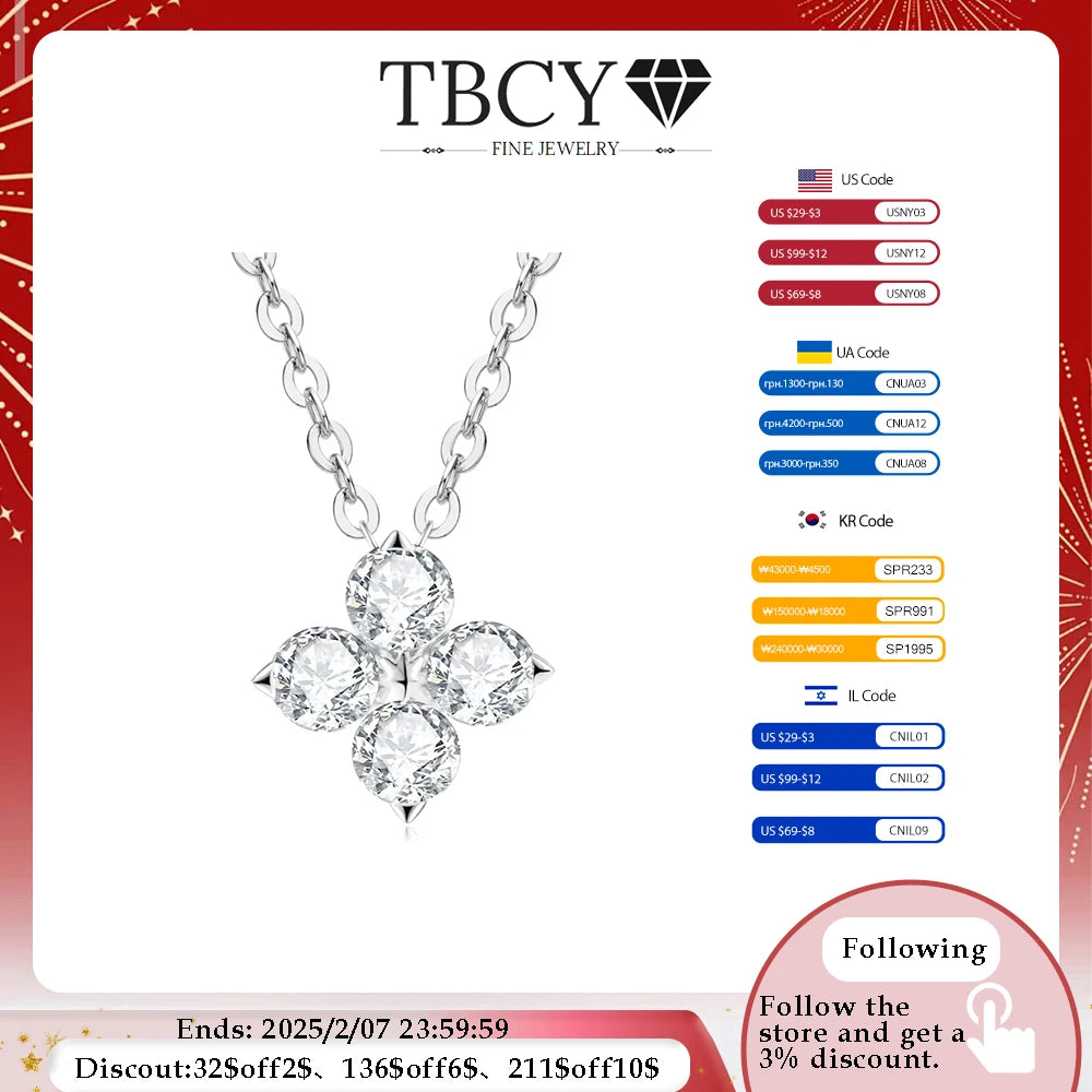 TBCYD 3MM 0.4cttw D Color Clover Necklace