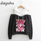 Goth Anime Hoodie Aesthetic Sweatshirt Gothic Punk Grunge Streetwear