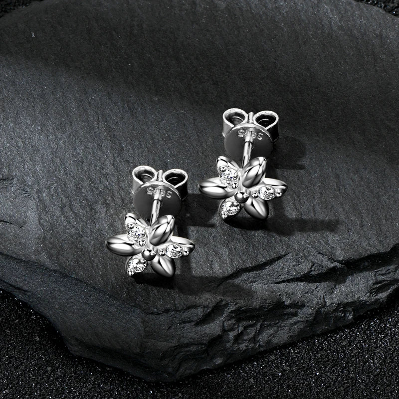 Anziw Mini Studs Flower Earrings Real 925 Silver Moissanite Earring