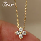 Lnngy Moissanite Four-leaf Flower Pendant Necklace Niche