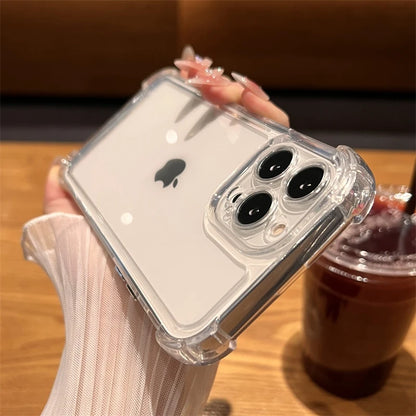 Luxury Shockproof Transparent Case For iPhone 16 15 14 13 12 11 Pro Max X Xs XR Max 7 8 Plus SE2 Clear Soft Bumper Cases Cover