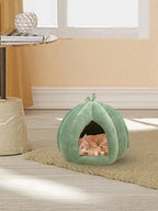 Pumpkin Cat Bed Deep Sleep Comfort House Enclosed