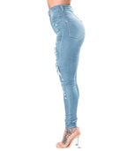 High Waist Ripped Jeans for Women Skinny Black White