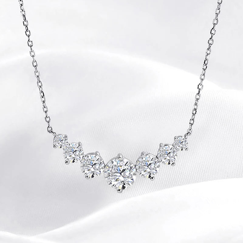 Smyoue 1.7-5CTTW All Moissanite Necklace for Women Smile Princesses Sparkling Diamond Pendant S925 Sterling Silver Plated PT950