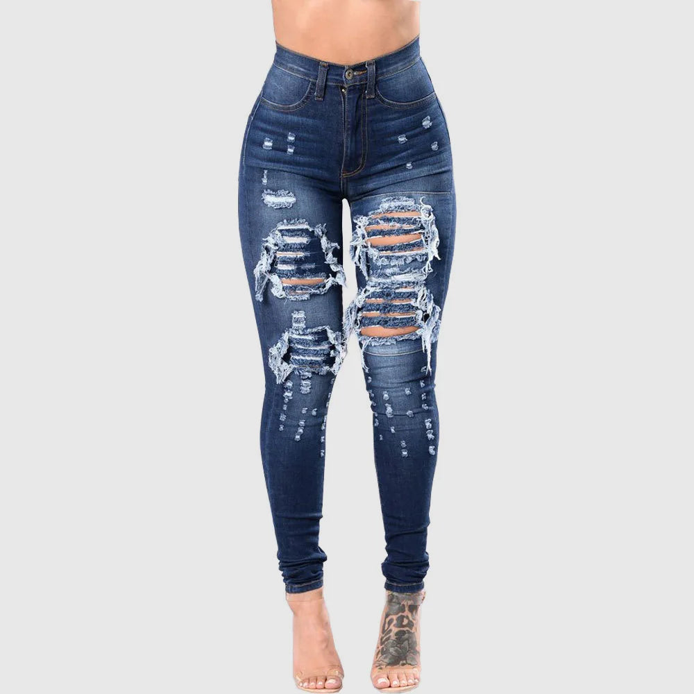 High Waist Ripped Jeans for Women Skinny Black White