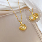 Micro-embellished Jewelry Shell Pearl Necklace Classic Stainless