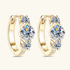 Anziw Real 925 Silver 5mm Round Moissanite Three Stone Earrings Small Hoop