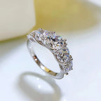 Anziw 5 Stone Rings 3.6cctw D Color Moissanite Bands Sliver 925
