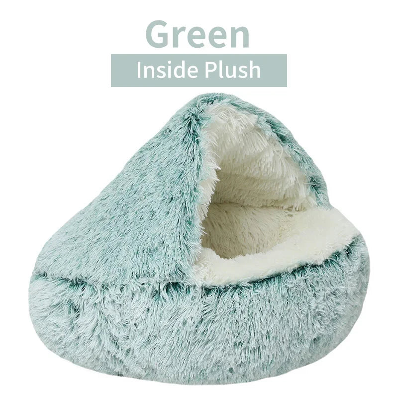 Winter Plush Pet Cat Bed Round