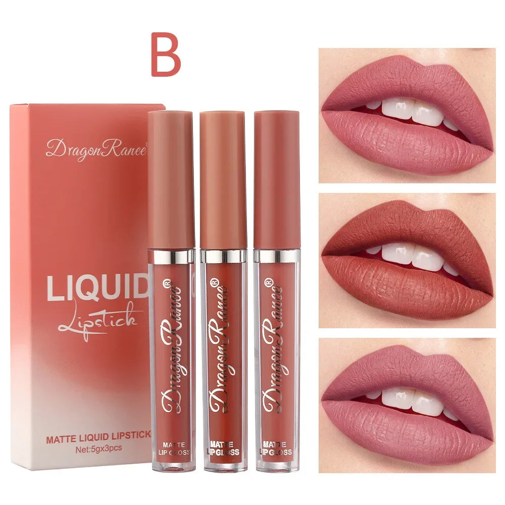 3 PCS Liquid Lipsticks Set Long Lasting Make Up Korean