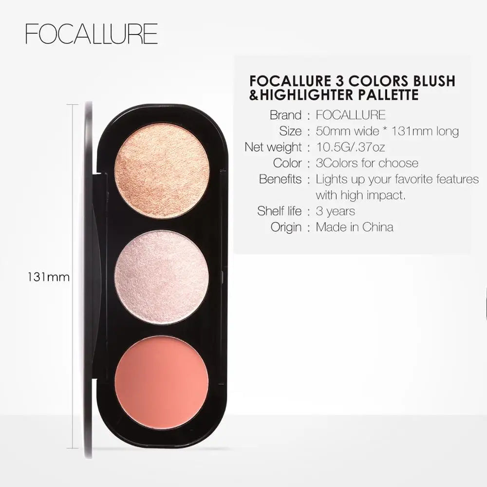 Focallure 3 In 1 Makeup Palette Blush Highlighter Face